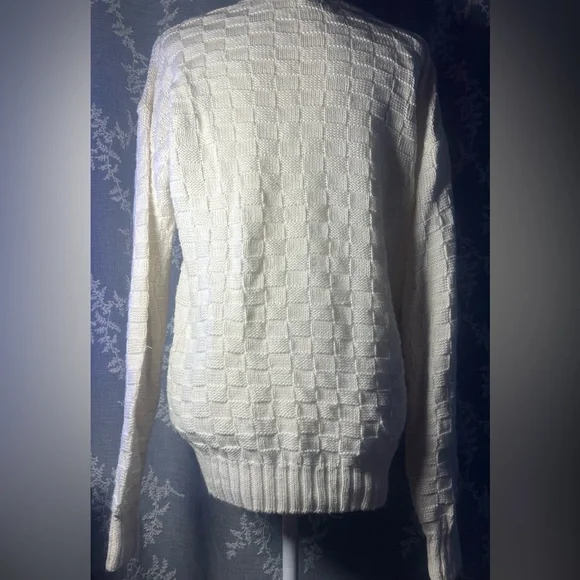 Vintage Gap 90s White Textured Knit Sweater Small Cozy Minimalist - Picture 13 of 15